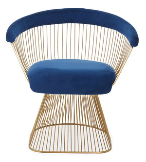 Anzio Navy Blue Velvet And Brushed Gold Chair - Canwell Interiors Limited - Xshowhome