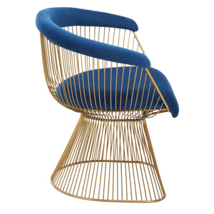 Anzio Navy Blue Velvet And Brushed Gold Chair - XShowhome Limited - Xshowhome