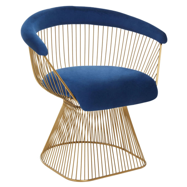 Anzio Navy Blue Velvet And Brushed Gold Chair - XShowhome Limited - Xshowhome