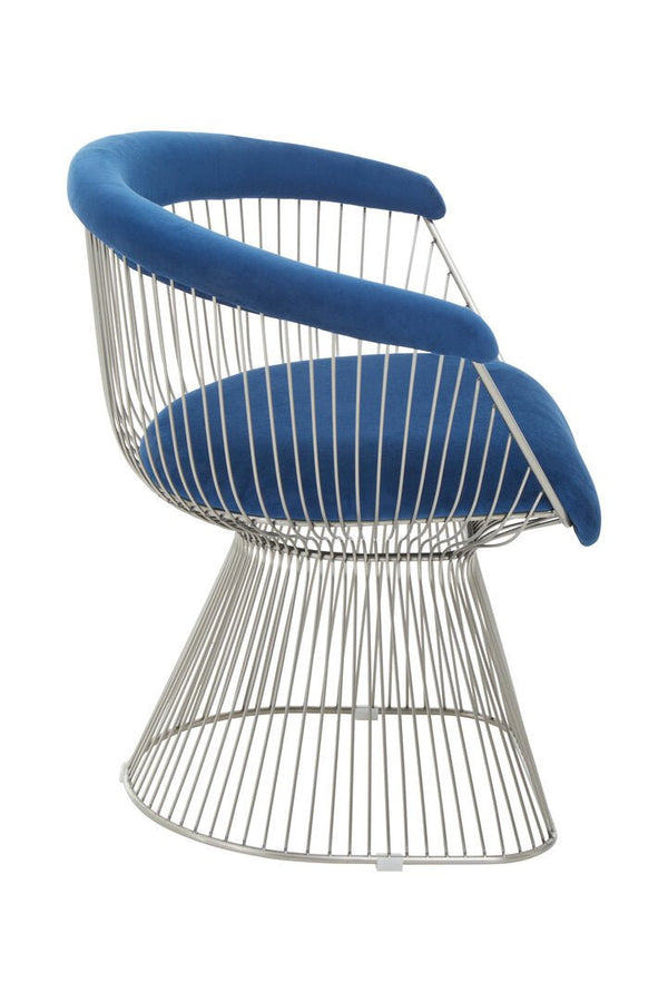 Anzio Navy Blue Velvet And Brushed Silver Chair - Canwell Interiors Limited - Xshowhome