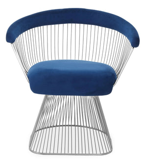 Anzio Navy Blue Velvet And Brushed Silver Chair - XShowhome Limited - Xshowhome