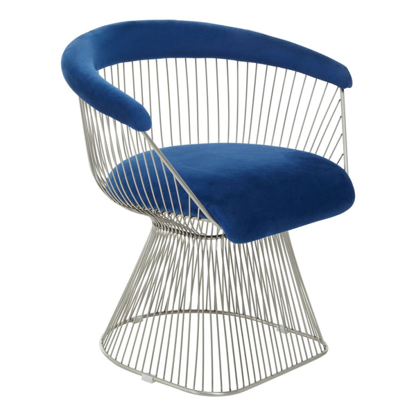 Anzio Navy Blue Velvet And Brushed Silver Chair - XShowhome Limited - Xshowhome
