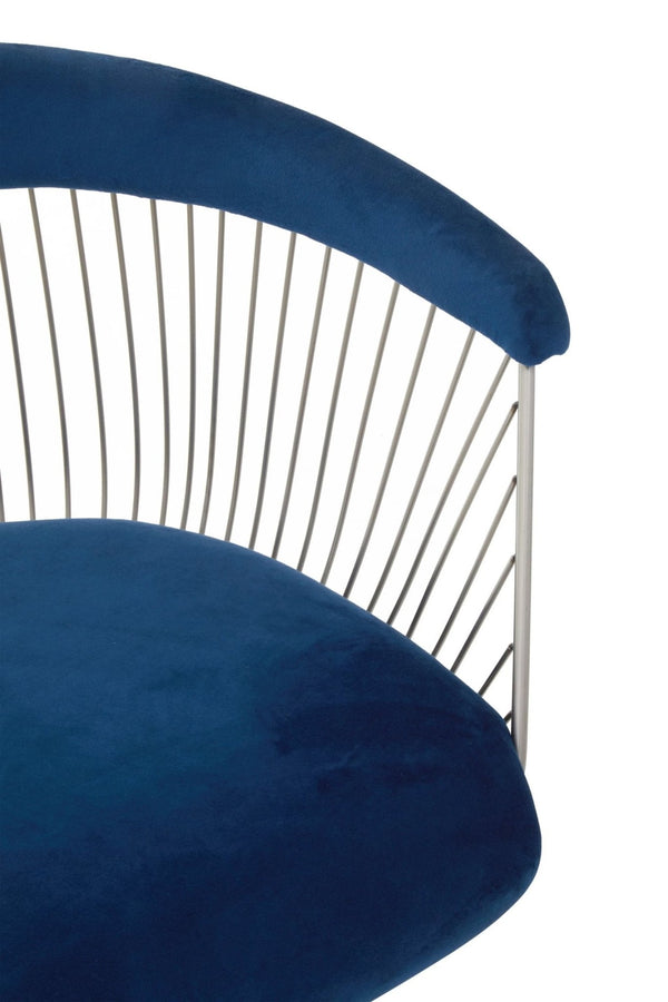 Anzio Navy Blue Velvet And Brushed Silver Chair - XShowhome Limited - Xshowhome