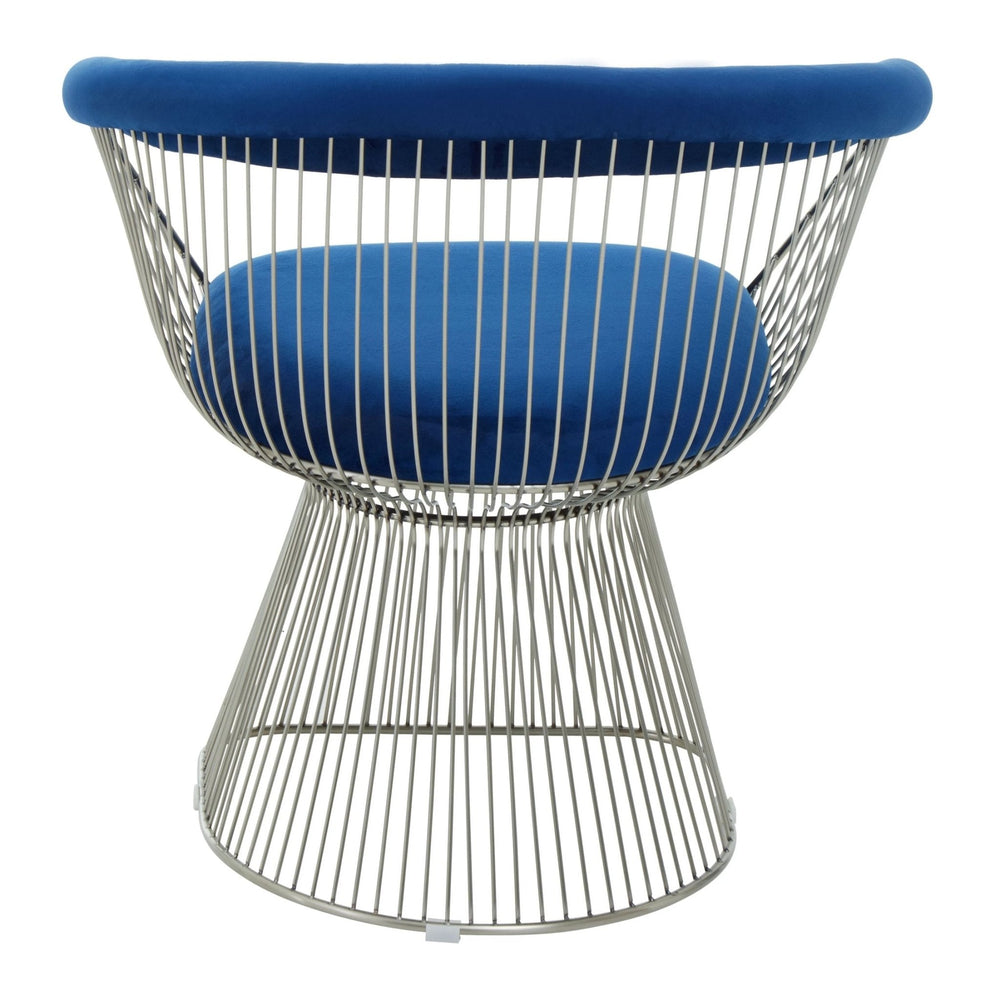 Anzio Navy Blue Velvet And Brushed Silver Chair - XShowhome Limited - Xshowhome