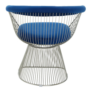 Anzio Navy Blue Velvet And Brushed Silver Chair - XShowhome Limited - Xshowhome