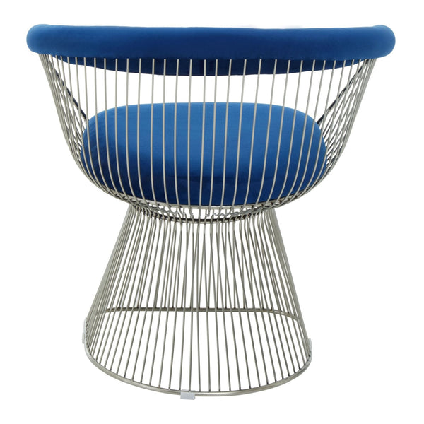 Anzio Navy Blue Velvet And Brushed Silver Chair - XShowhome Limited - Xshowhome