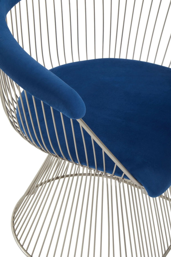 Anzio Navy Blue Velvet And Brushed Silver Chair - XShowhome Limited - Xshowhome