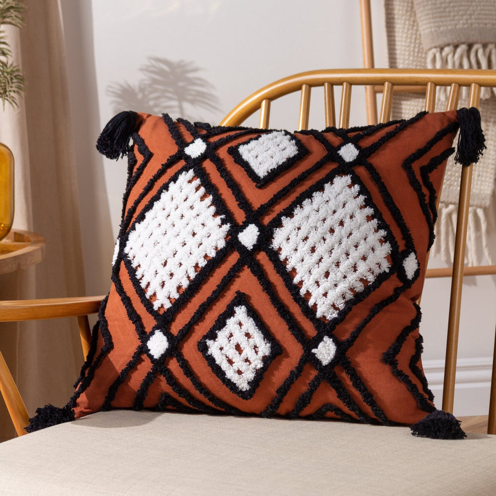 Aquene 50x50 Feather Filled Cushion Brick/black - Canwell Interiors Limited - Riva