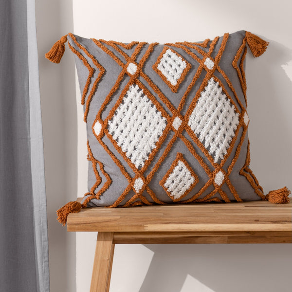 Aquene 50x50 Feather Filled Cushion Charcoal/brick - Canwell Interiors Limited - Riva