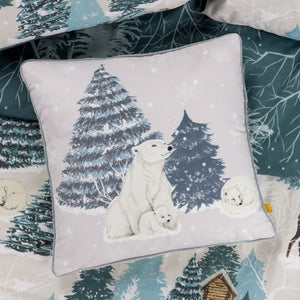 Arcticus Polar Bear 45x45 Feather Filled Cushion Blue - Canwell Interiors Limited - Riva
