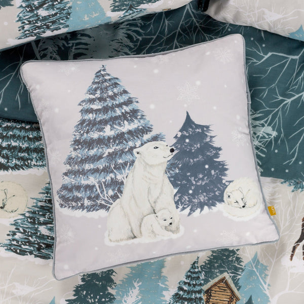Arcticus Polar Bear 45x45 Feather Filled Cushion Blue - Canwell Interiors Limited - Riva