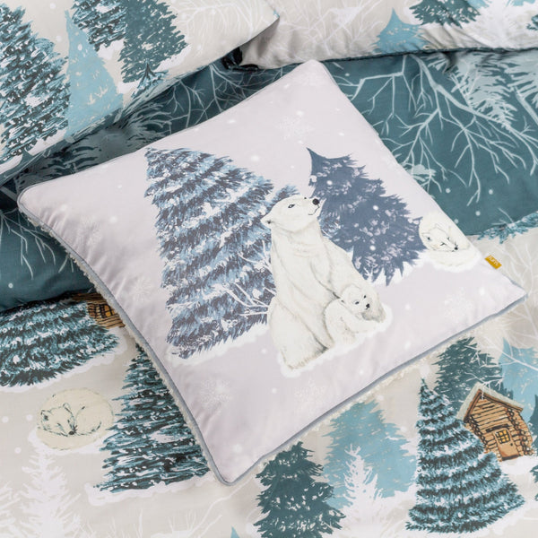 Arcticus Polar Bear 45x45 Feather Filled Cushion Blue - Canwell Interiors Limited - Riva