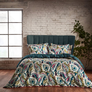 Aretha Double Duvet Set Teal/olive - Canwell Interiors Limited - Riva
