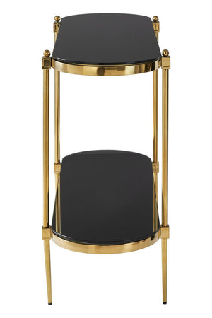 Arezzo 2 Tier Gold Console Table with Black Tempered Glass - Canwell Interiors Limited - Xshowhome