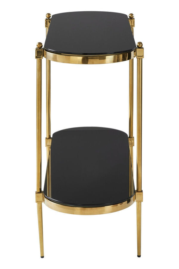 Arezzo 2 Tier Gold Console Table with Black Tempered Glass - Canwell Interiors Limited - Xshowhome