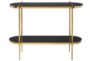 Arezzo 2 Tier Gold Console Table with Black Tempered Glass - Canwell Interiors Limited - Xshowhome
