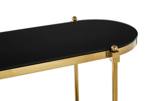 Arezzo 2 Tier Gold Console Table with Black Tempered Glass - Canwell Interiors Limited - Xshowhome