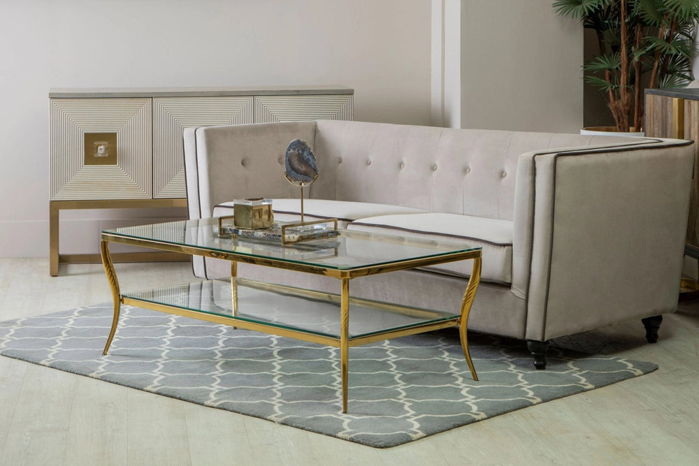 Arezzo Tempered Glass Two Tier Coffee Table - XShowhome Limited - Xshowhome