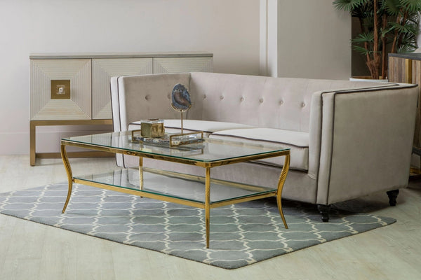 Arezzo Tempered Glass Two Tier Coffee Table - XShowhome Limited - Xshowhome