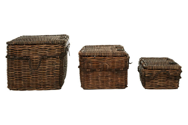 Argento Brown Rattan Storage Trunks - Set of 3 - Canwell Interiors Limited - Xshowhome