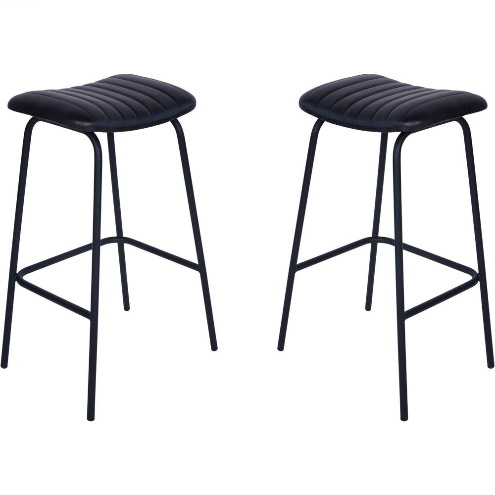 Arthur Pair of Leather Bar Stools in Charcoal - XShowhome Limited - Libra