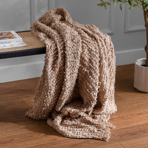 Arvo Boucle Yarn Throw 130x180 Plaster - Canwell Interiors Limited - Riva