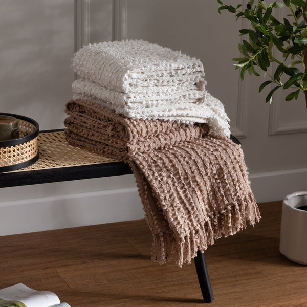 Arvo Boucle Yarn Throw 130x180 Plaster - Canwell Interiors Limited - Riva