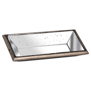 Astor Distressed Mirrored Display Tray with Wooden Detailing - Canwell Interiors Limited - Hills