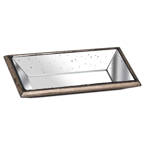 Astor Distressed Mirrored Display Tray with Wooden Detailing - Canwell Interiors Limited - Hills