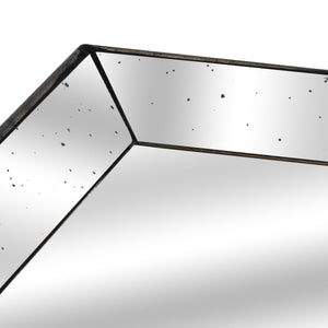 Astor Distressed Mirrored Square Tray W/wooden Detailing Lge - Canwell Interiors Limited - Hills