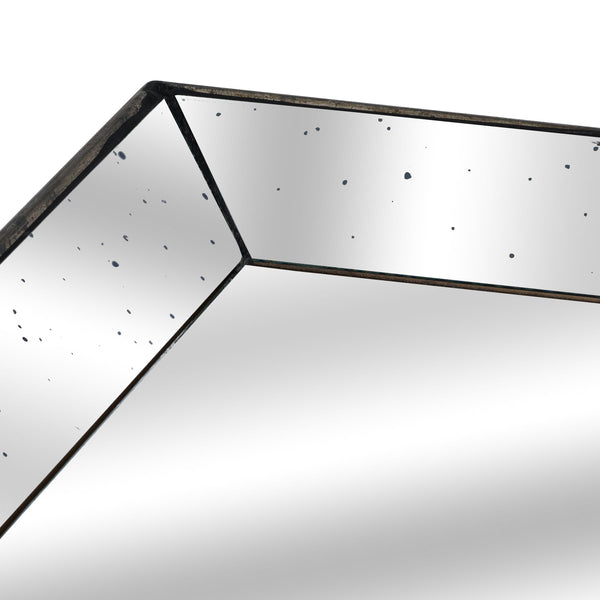 Astor Distressed Mirrored Square Tray W/wooden Detailing Lge - Canwell Interiors Limited - Hills