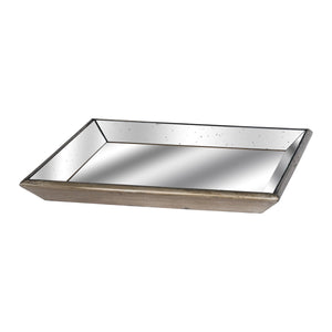 Astor Distressed Mirrored Square Tray W/wooden Detailing Lge - Canwell Interiors Limited - Hills