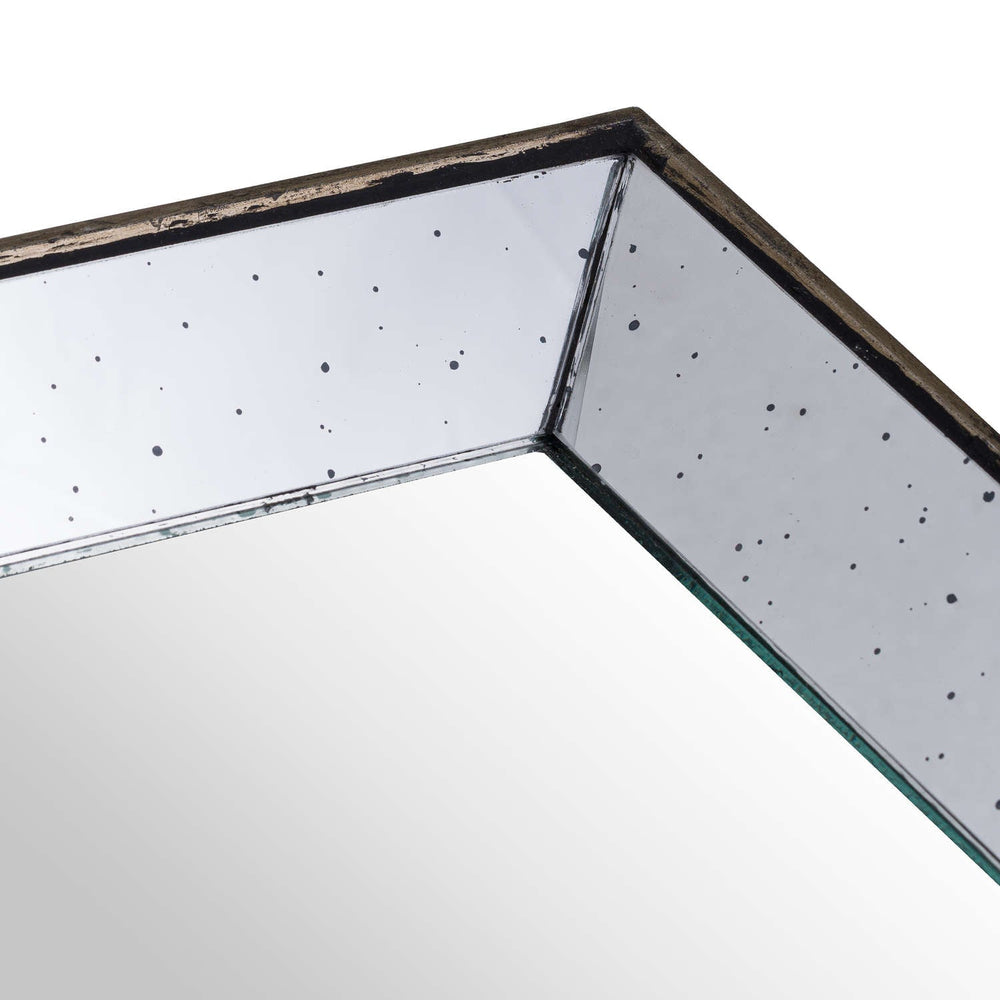 Astor Distressed Mirrored Square Tray W/wooden Detailing Sml - Canwell Interiors Limited - Hills