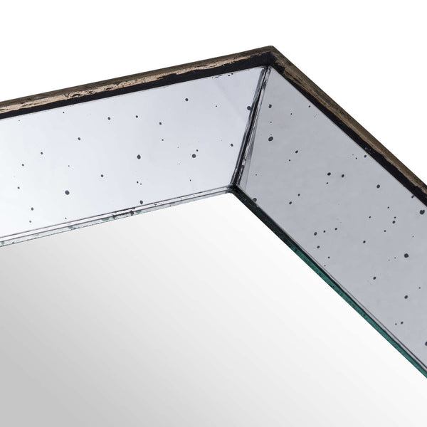 Astor Distressed Mirrored Square Tray W/wooden Detailing Sml - Canwell Interiors Limited - Hills
