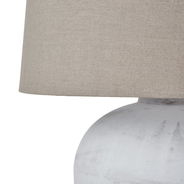 Athena Aged Stone Tall Table Lamp with Linen Shade - Canwell Interiors Limited - Hills