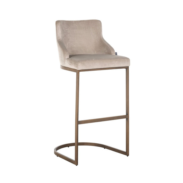 Bar stool Bolton khaki velvet brushed gold fire retardant (Set of 2) - Canwell Interiors Limited - Richmond