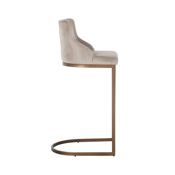 Bar stool Bolton khaki velvet brushed gold fire retardant (Set of 2) - Canwell Interiors Limited - Richmond