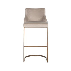 Bar stool Bolton khaki velvet brushed gold fire retardant (Set of 2) - Canwell Interiors Limited - Richmond
