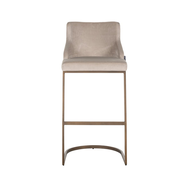Bar stool Bolton khaki velvet brushed gold fire retardant (Set of 2) - Canwell Interiors Limited - Richmond