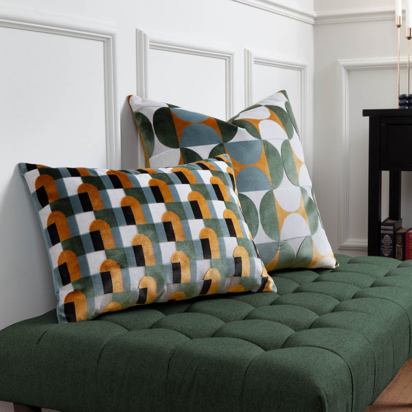 Bardot 50x50 Feather Filled Cushion Gold/Blue - XShowhome Limited - Riva