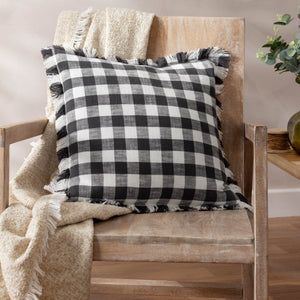 Barton Check 45x45 Feather Filled Cushion Black - Canwell Interiors Limited - Riva