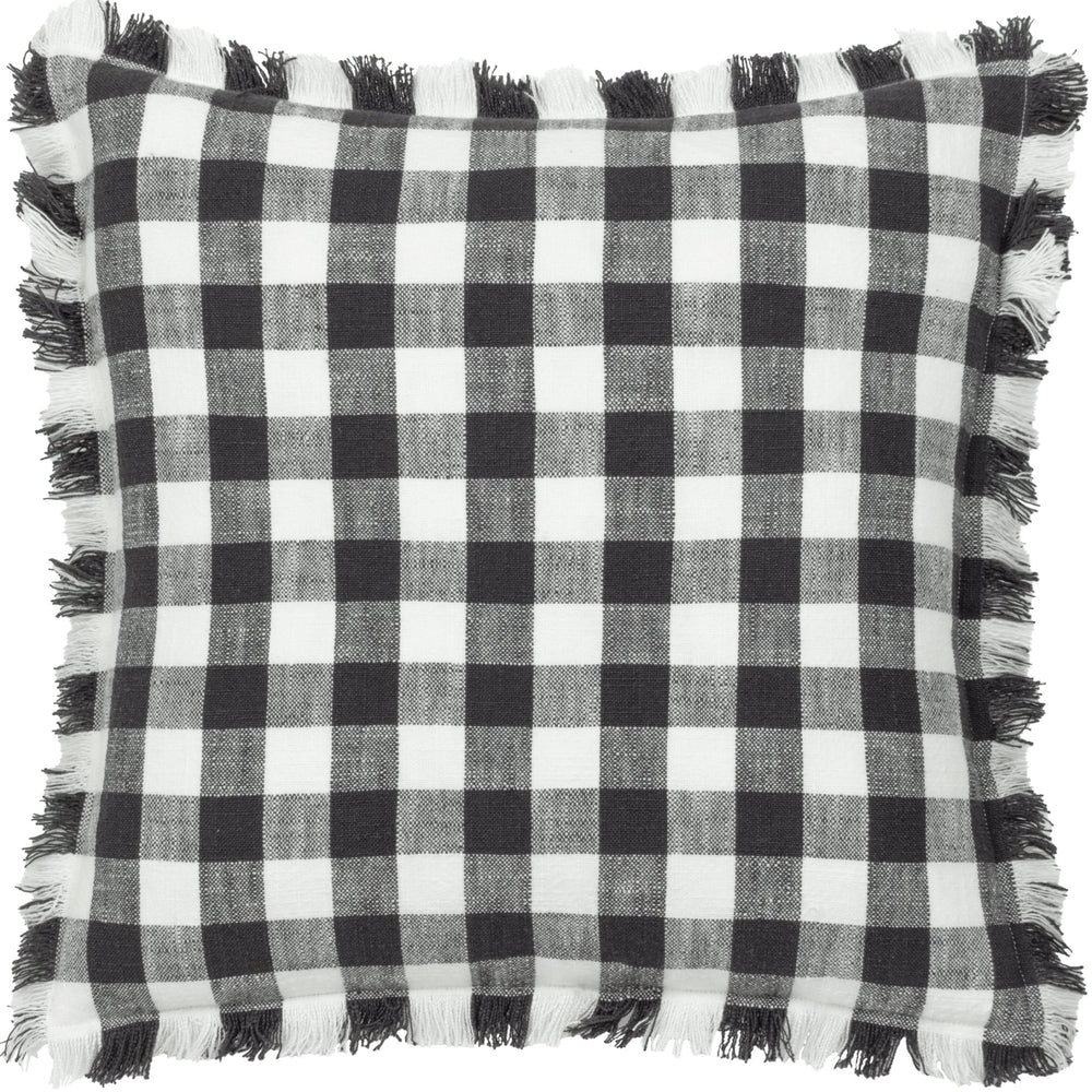 Barton Check 45x45 Feather Filled Cushion Black - Canwell Interiors Limited - Riva