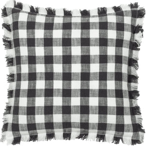 Barton Check 45x45 Feather Filled Cushion Black - Canwell Interiors Limited - Riva
