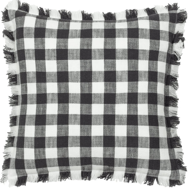 Barton Check 45x45 Feather Filled Cushion Black - Canwell Interiors Limited - Riva