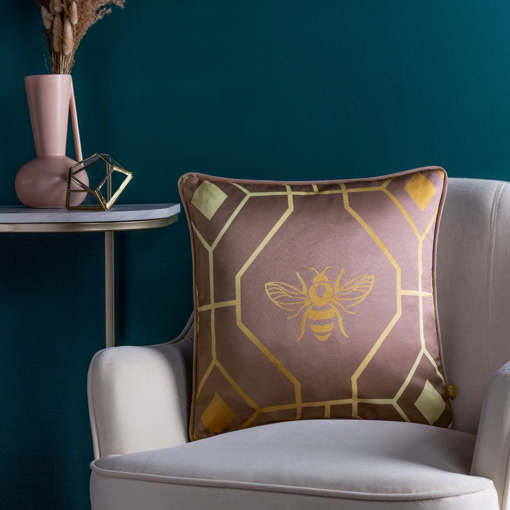 Bee Deco 43x43 Feather Filled Cushion Blush - Canwell Interiors Limited - Riva