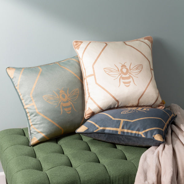 Bee Deco 43x43 Feather Filled Cushion Champagne - Canwell Interiors Limited - Riva