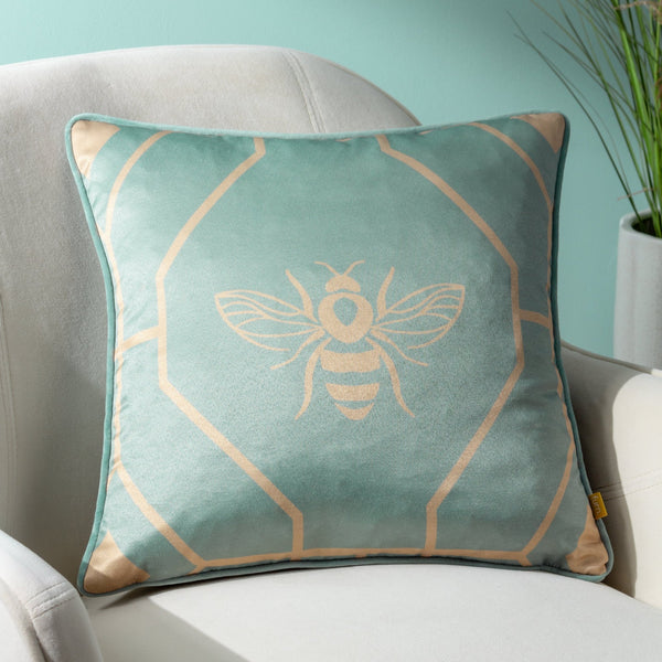 Bee Deco 43x43 Feather Filled Cushion Eau De Nil - Canwell Interiors Limited - Riva