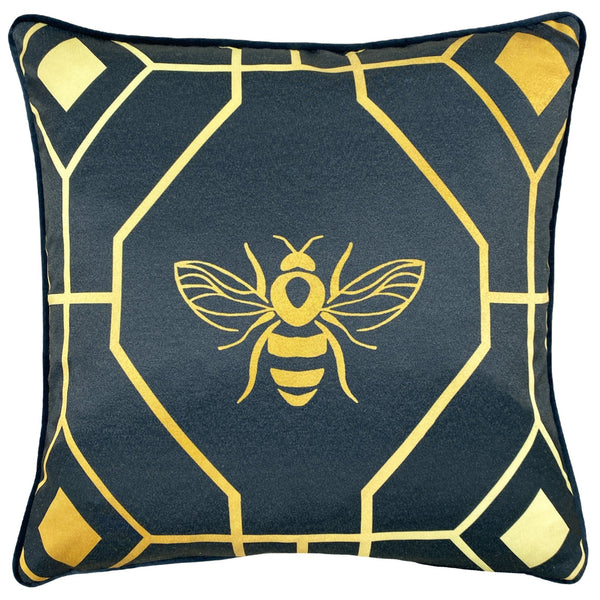 Bee Deco 43x43 Feather Filled Cushion Navy - Canwell Interiors Limited - Riva