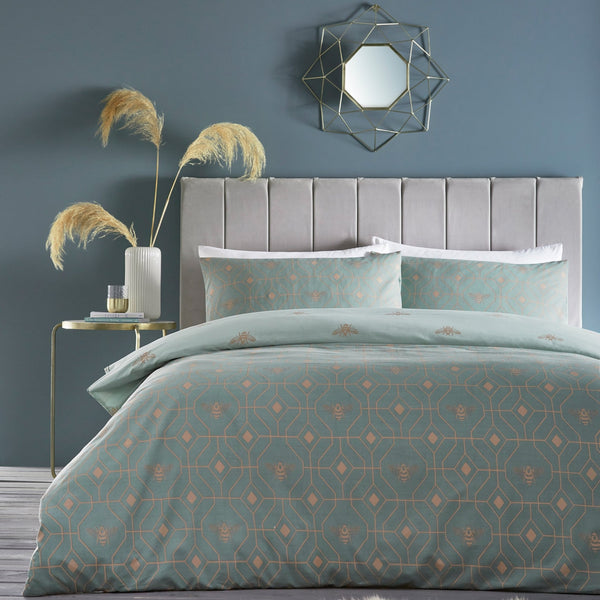 Bee Deco Super King Size Duvet Set Eau De Nil - Canwell Interiors Limited - Riva