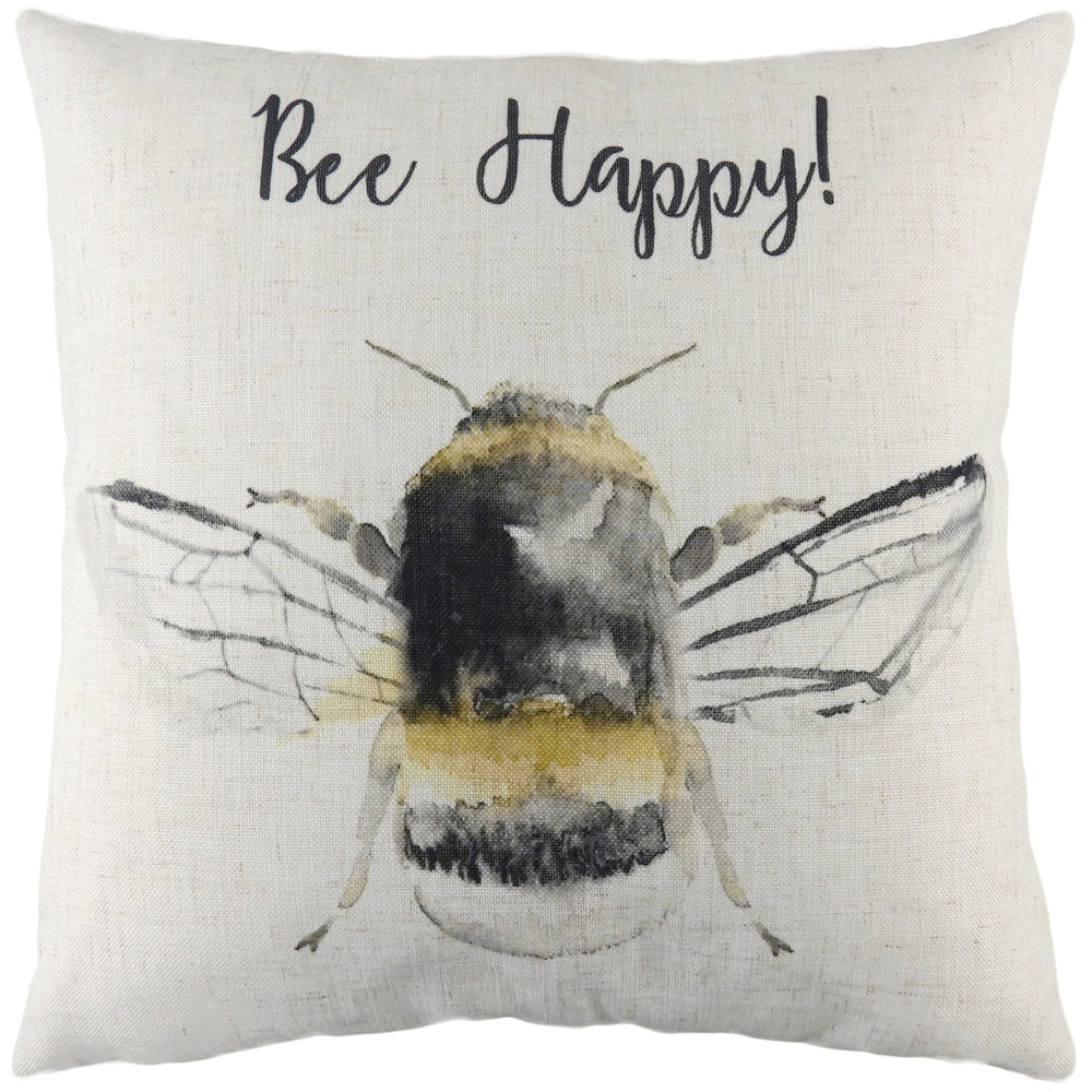 Bee Happy 43x43 Feather Filled Cushion White - Canwell Interiors Limited - Riva